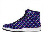 Mermaid Scales Pattern Print High Top Leather Sneakers