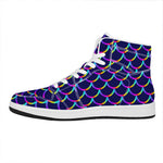 Mermaid Scales Pattern Print High Top Leather Sneakers