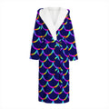 Mermaid Scales Pattern Print Hooded Bathrobe