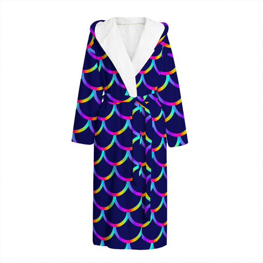 Mermaid Scales Pattern Print Hooded Bathrobe