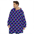 Mermaid Scales Pattern Print Hoodie Blanket