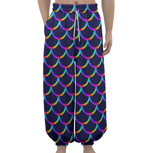 Mermaid Scales Pattern Print Lantern Pants
