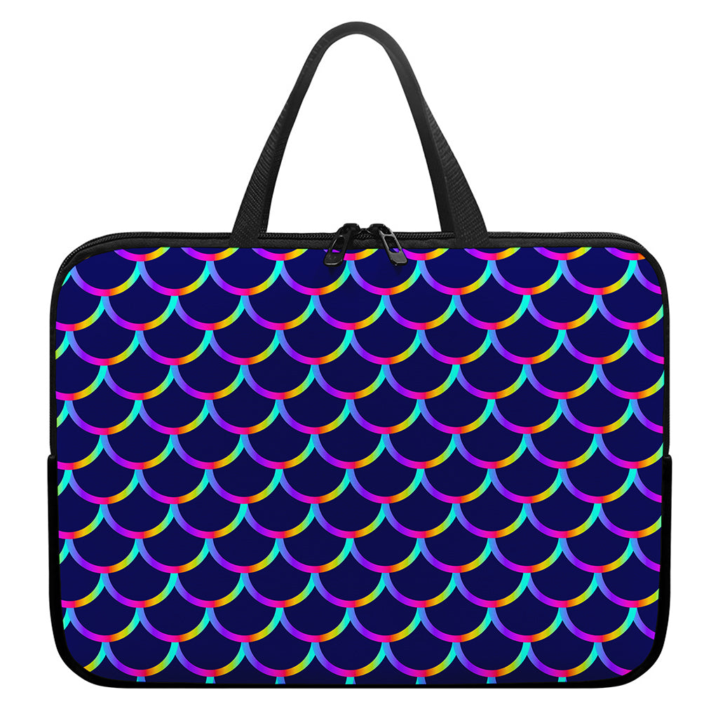 Mermaid Scales Pattern Print Laptop Sleeve With Handle