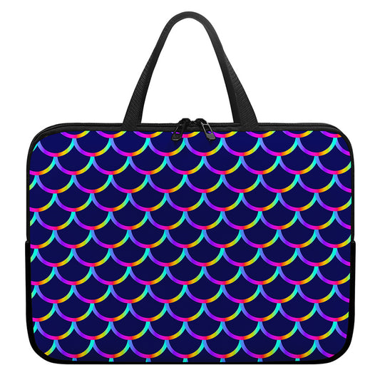 Mermaid Scales Pattern Print Laptop Sleeve With Handle