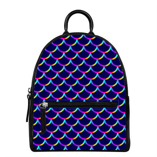Mermaid Scales Pattern Print Leather Backpack