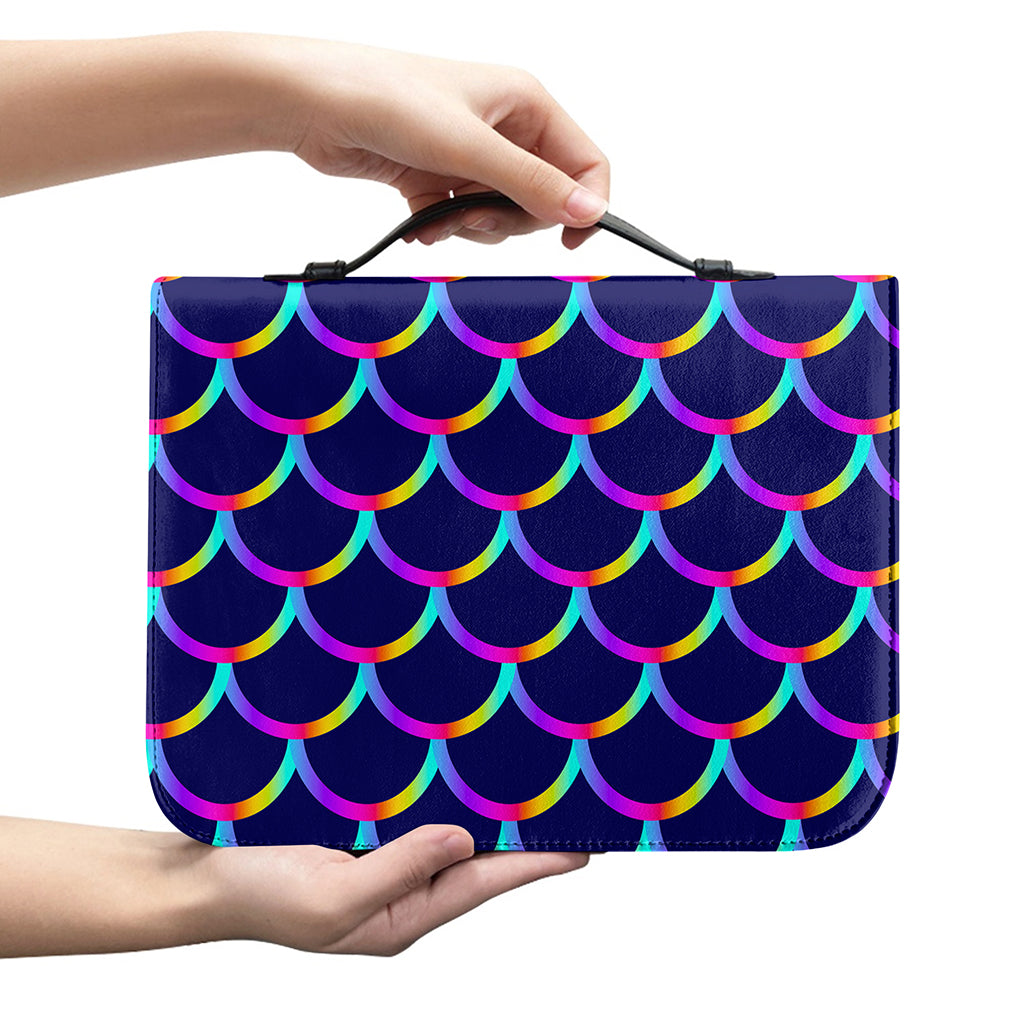 Mermaid Scales Pattern Print Leather Bible Cover