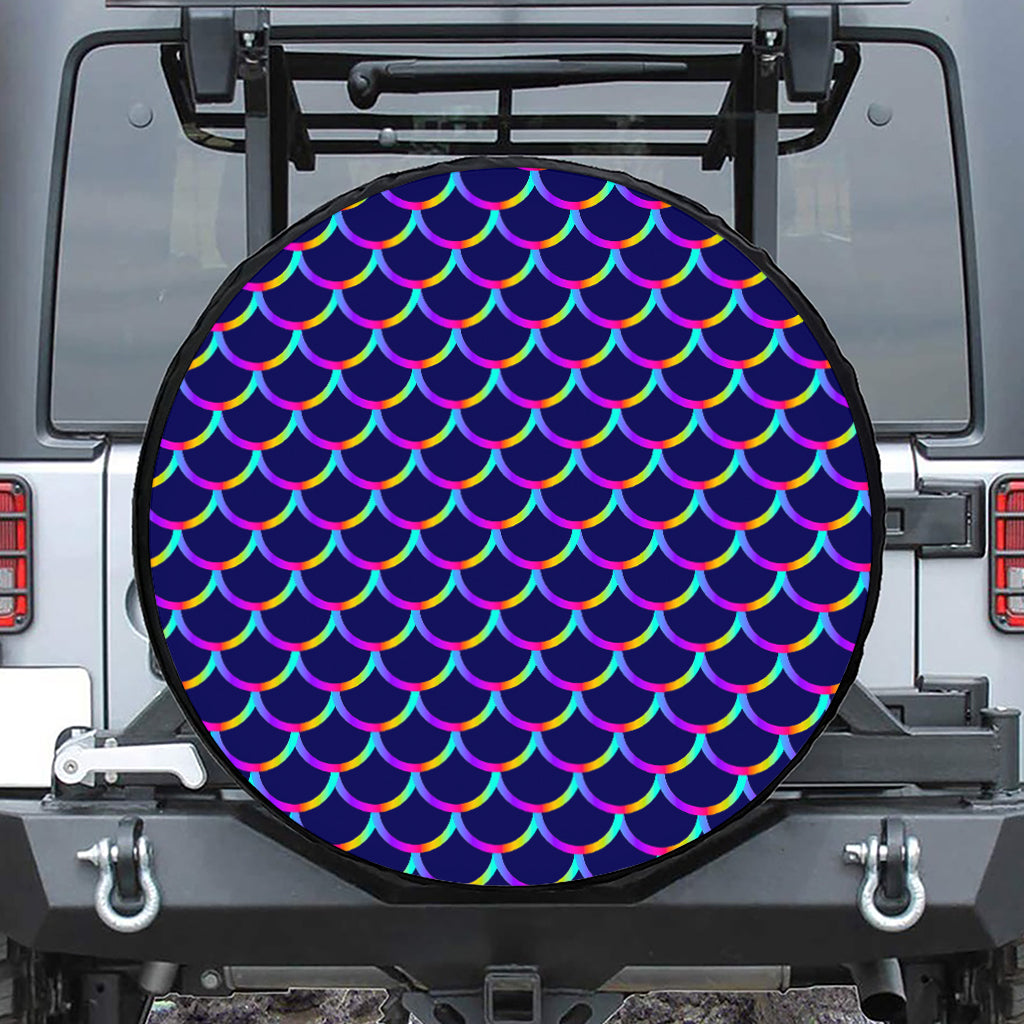 Mermaid Scales Pattern Print Leather Spare Tire Cover