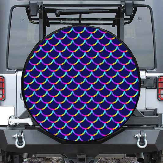 Mermaid Scales Pattern Print Leather Spare Tire Cover