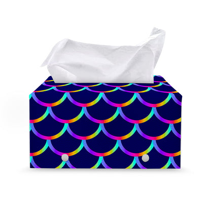 Mermaid Scales Pattern Print Leather Tissue Box Cover