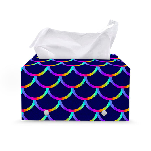 Mermaid Scales Pattern Print Leather Tissue Box Cover
