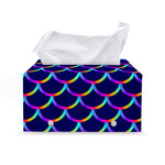 Mermaid Scales Pattern Print Leather Tissue Box Cover