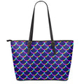 Mermaid Scales Pattern Print Leather Tote Bag With Zipper