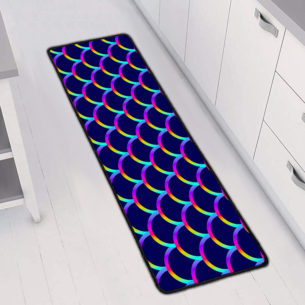 Mermaid Scales Pattern Print Long Kitchen Mat