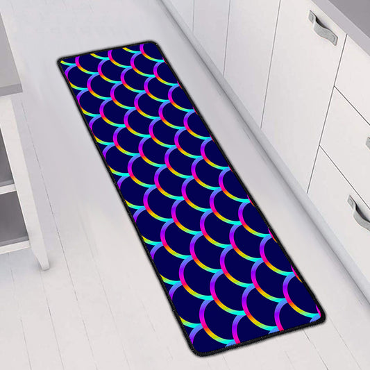Mermaid Scales Pattern Print Long Kitchen Mat