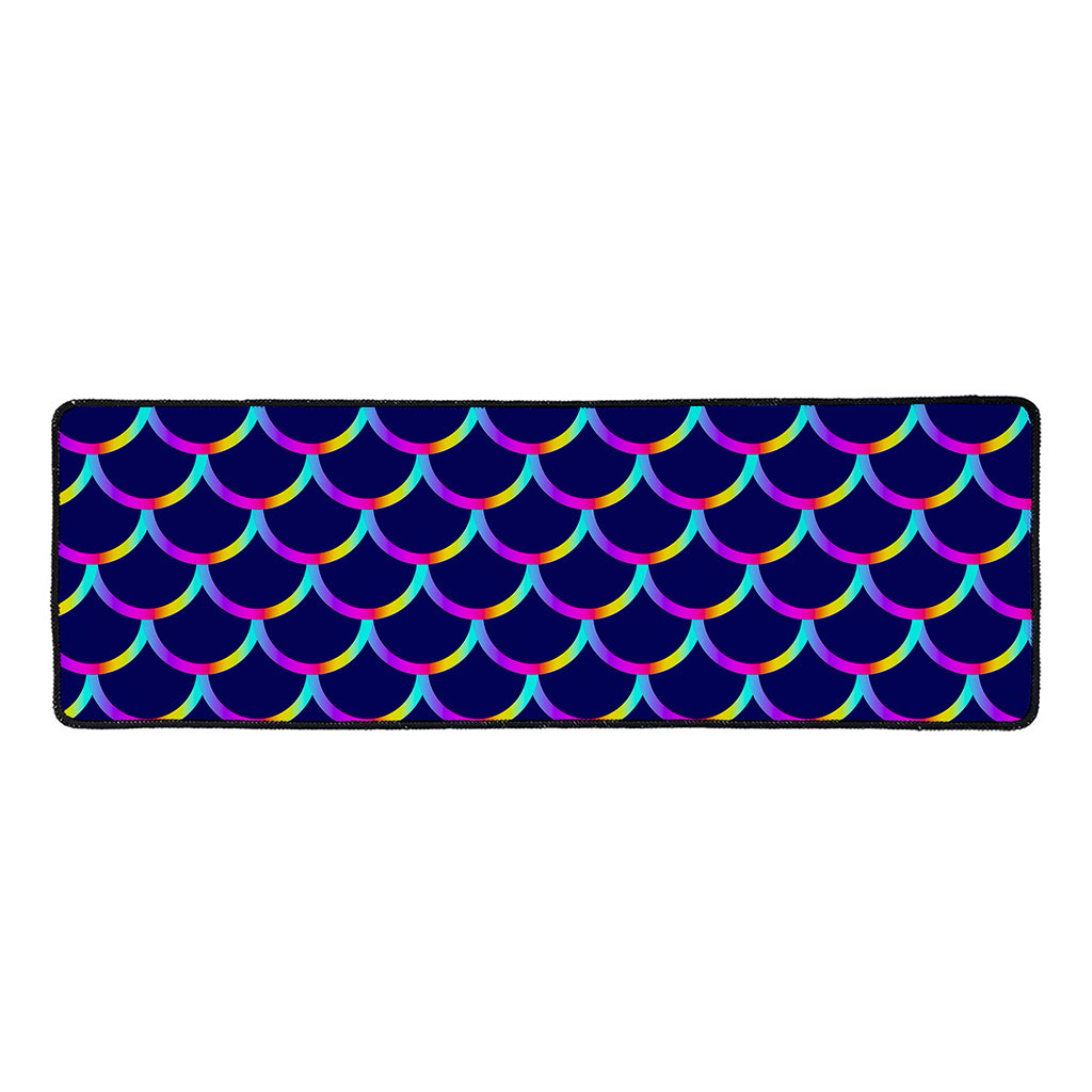 Mermaid Scales Pattern Print Long Kitchen Mat