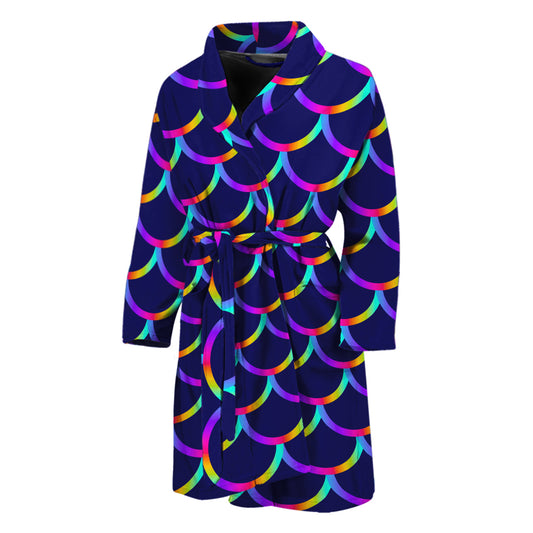 Mermaid Scales Pattern Print Men's Bathrobe