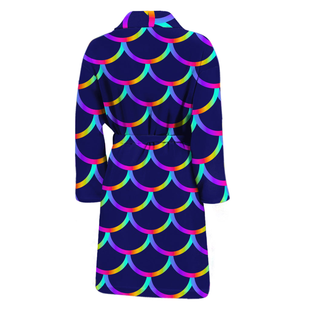 Mermaid Scales Pattern Print Men's Bathrobe