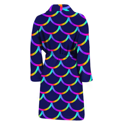 Mermaid Scales Pattern Print Men's Bathrobe