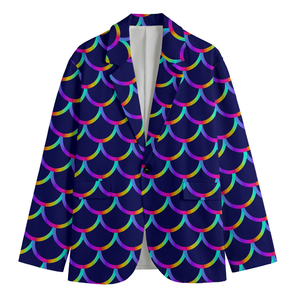 Mermaid Scales Pattern Print Men's Blazer