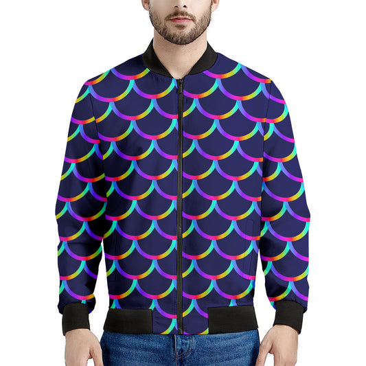 Mermaid Scales Pattern Print Men's Bomber Jacket