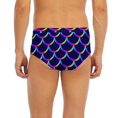 Mermaid Scales Pattern Print Men's Briefs