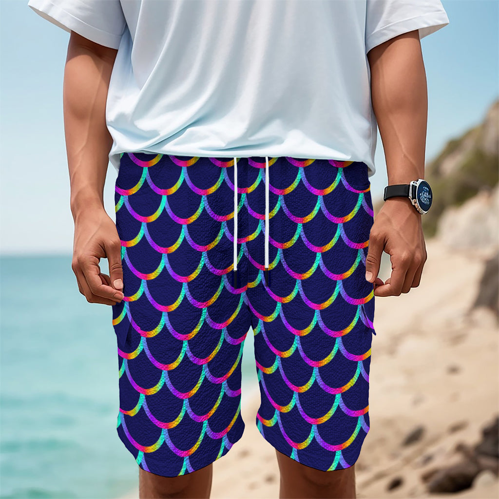 Mermaid Scales Pattern Print Men's Cargo Shorts