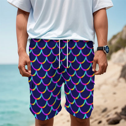 Mermaid Scales Pattern Print Men's Cargo Shorts