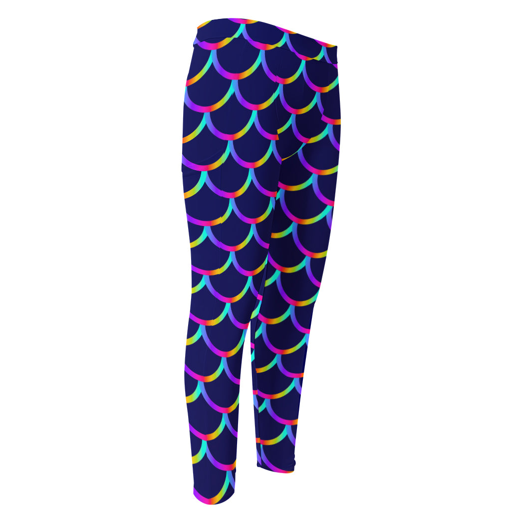 Mermaid Scales Pattern Print Men's Compression Pants