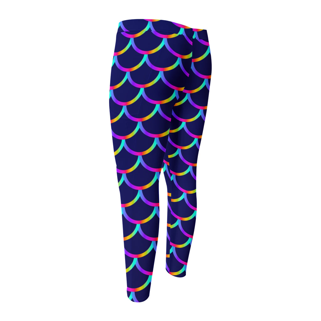 Mermaid Scales Pattern Print Men's Compression Pants