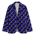 Mermaid Scales Pattern Print Men's Cotton Blazer