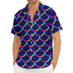 Mermaid Scales Pattern Print Men's Deep V-Neck Shirt