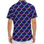 Mermaid Scales Pattern Print Men's Deep V-Neck Shirt