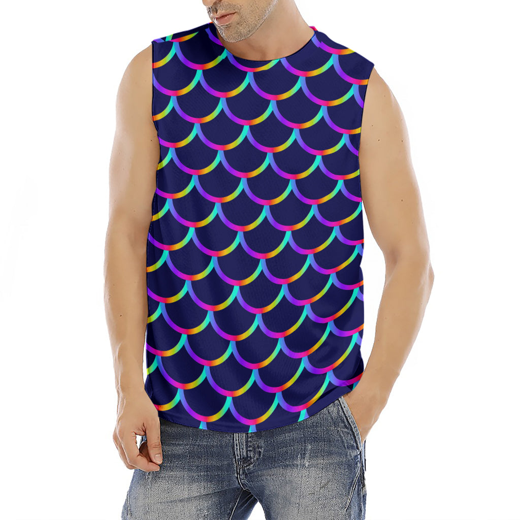 Mermaid Scales Pattern Print Men's Fitness Tank Top