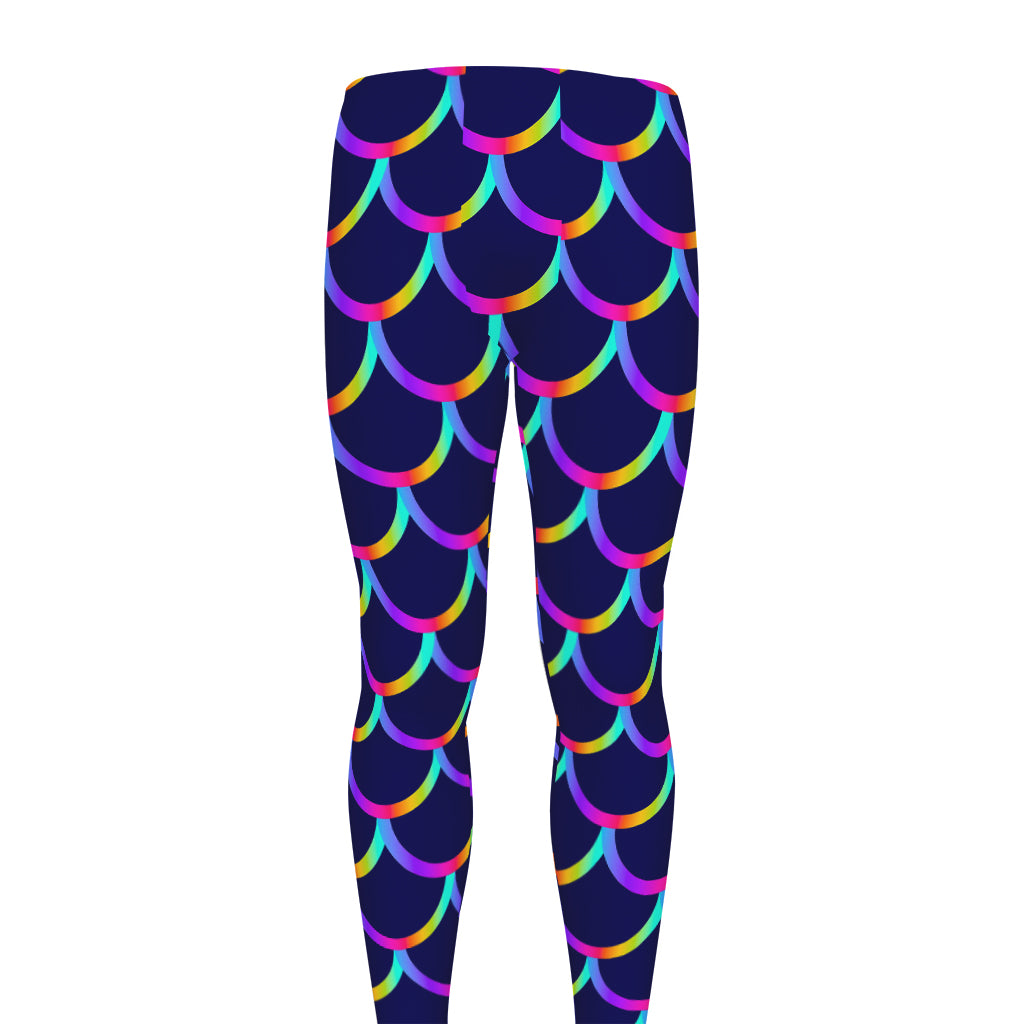 Mermaid Scales Pattern Print Men's leggings