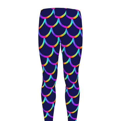 Mermaid Scales Pattern Print Men's leggings