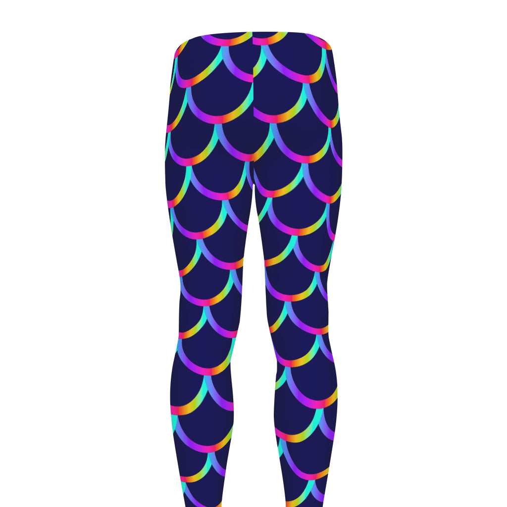 Mermaid Scales Pattern Print Men's leggings