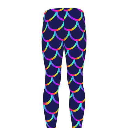 Mermaid Scales Pattern Print Men's leggings