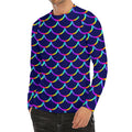 Mermaid Scales Pattern Print Men's Long Sleeve Rash Guard
