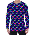 Mermaid Scales Pattern Print Men's Long Sleeve T-Shirt