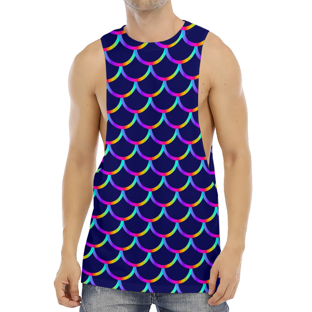Mermaid Scales Pattern Print Men's Muscle Tank Top