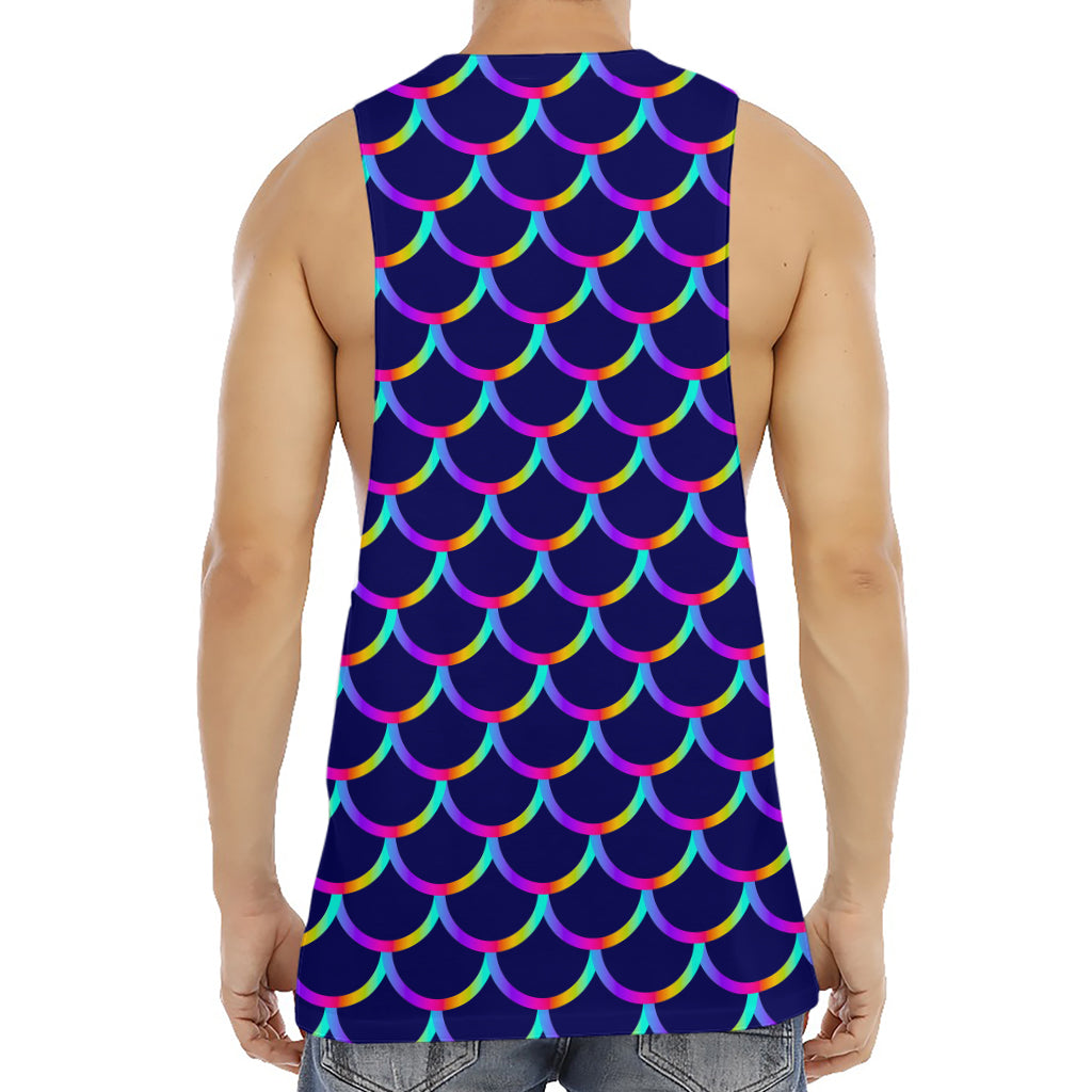 Mermaid Scales Pattern Print Men's Muscle Tank Top