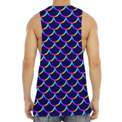 Mermaid Scales Pattern Print Men's Muscle Tank Top