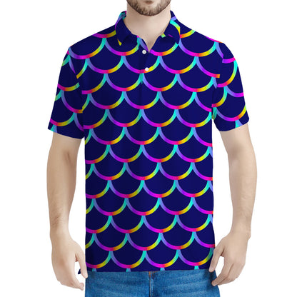 Mermaid Scales Pattern Print Men's Polo Shirt