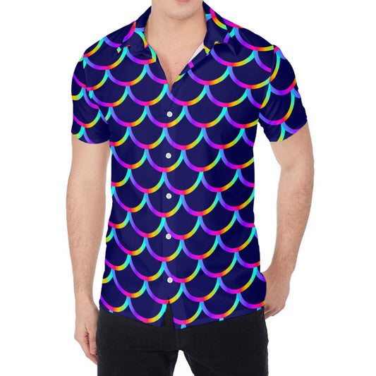 Mermaid Scales Pattern Print Men's Shirt