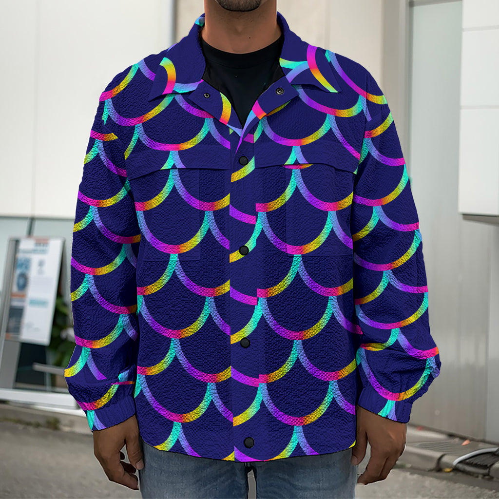 Mermaid Scales Pattern Print Men's Shirt Jacket