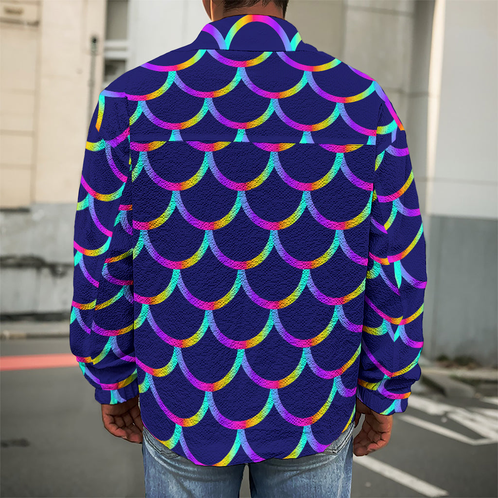 Mermaid Scales Pattern Print Men's Shirt Jacket