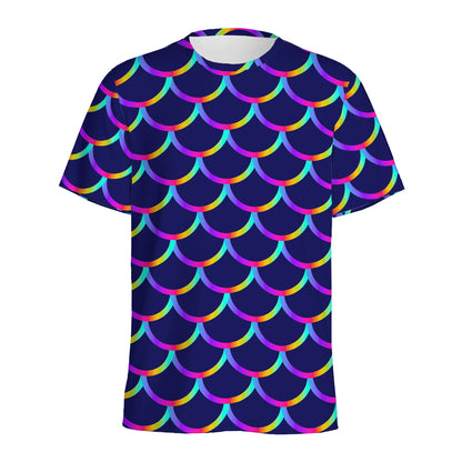 Mermaid Scales Pattern Print Men's Sports T-Shirt
