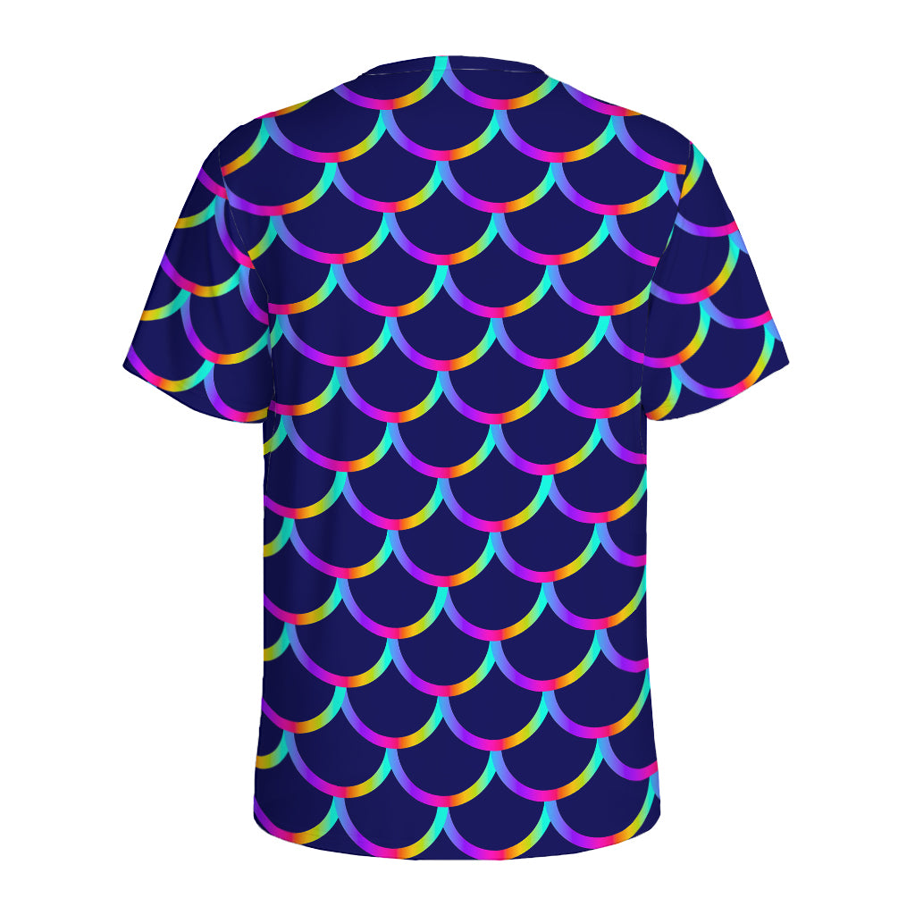 Mermaid Scales Pattern Print Men's Sports T-Shirt