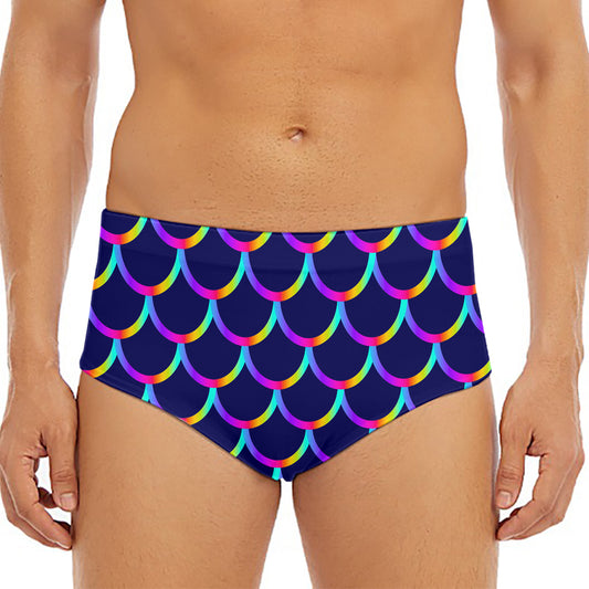 Mermaid Scales Pattern Print Men's Triangle Swim Briefs