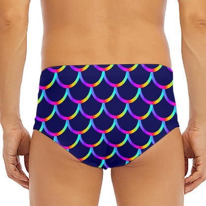 Mermaid Scales Pattern Print Men's Triangle Swim Briefs